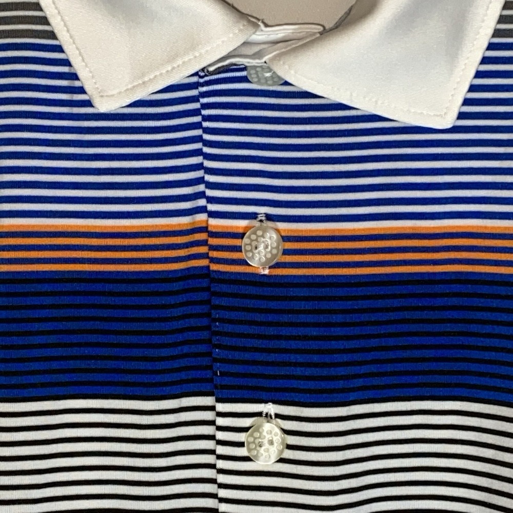 Men's Puma GOLF Polo White Cool Large Striped Breathable‎ Lightweight